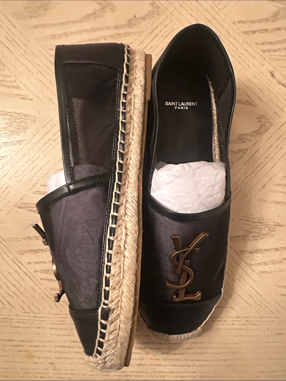 Elegant stylish Black Espadrilles with Gold YSL Logo - Picture 6 of 8